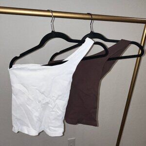 Free People Good Taste One Shoulder Ribbed Tank top Two Pack